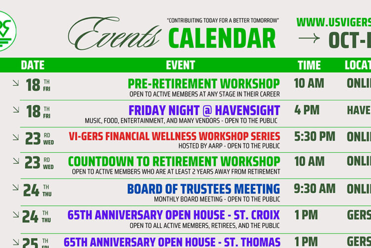 Events Calendar October-December 2024